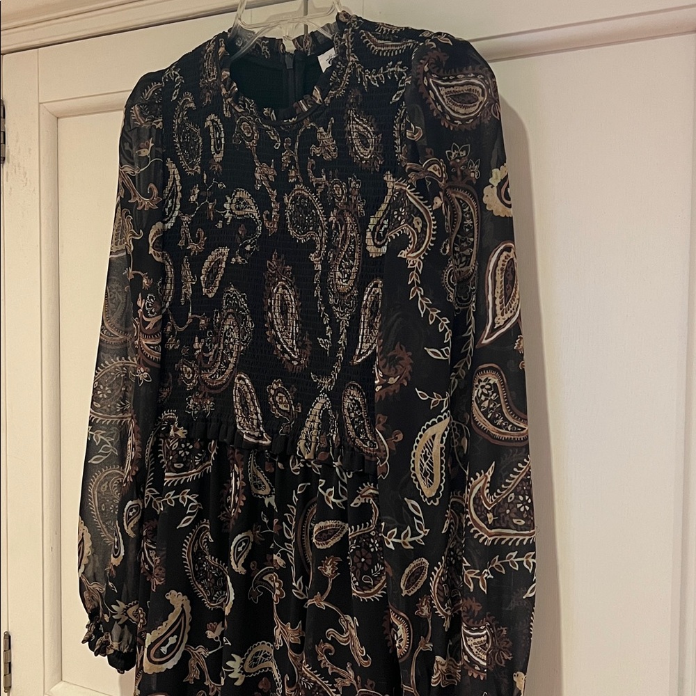 Elegant Black Paisley Dress